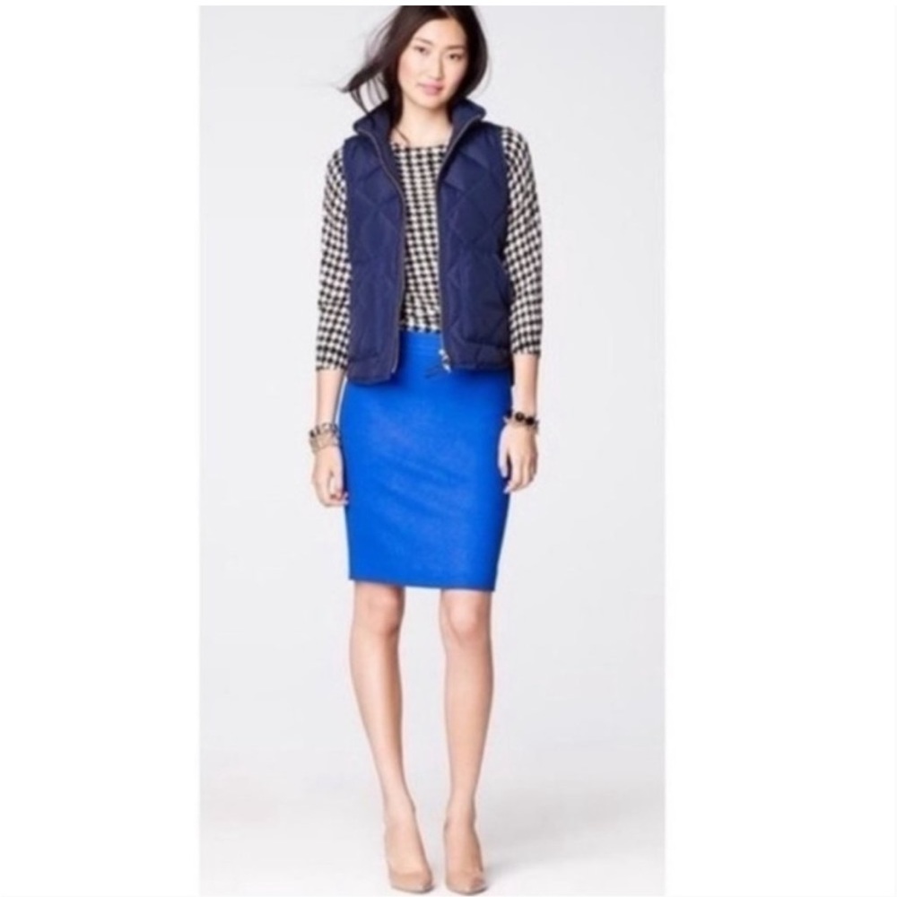 J. Crew Blue Wool Skirt The Pencil Skirt Size 2
